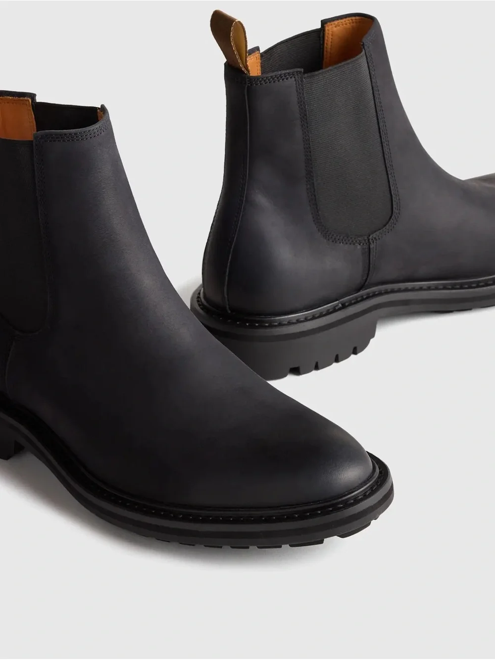 Quince NEW Men Rugged Leather Lug Sole Chelsea Boot Black Ankle Pull On